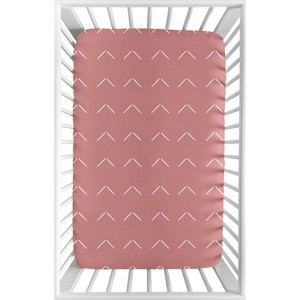 Sweet Jojo Designs Girl Baby Fitted Mini Crib Sheet Diamond Tuft Mauve Pink Ivory Off White - 1 of 4