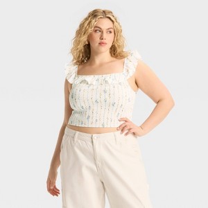 Women's Ruffle Sleeve Smocked Tank Top - Wild Fable™ - 1 of 3