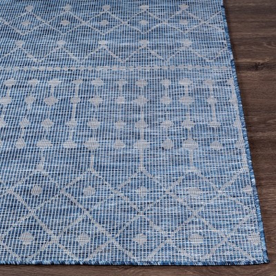 Cruquius Navy Blue Moroccan Trellis Polypropylene Area Rug 2'6" x 4'