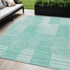 Teal Blue Aqua And Ivory Striped Washable Indoor Outdoor Area Rug - 2 of 4