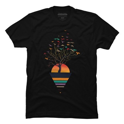 Men's Design By Humans A Colorful Spring Morning, Birds and Trees By summerissalt T-Shirt