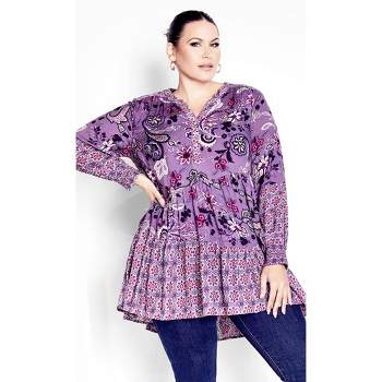 Women's Plus Size Cynthia Splice Tunic - Purple | AVENUE