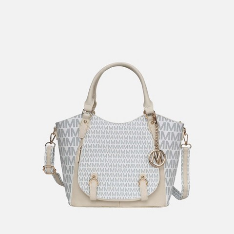 MKF Collection Talula Signature Printed Vegan Leather Women’s Satchel Bag by Mia K - White