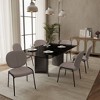 LeisureMod Celestial Modern Dining Chair in Upholstered Cotton Boucle with Black Iron Frame - 3 of 4
