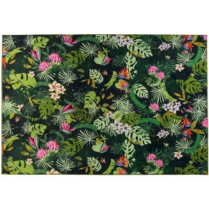 Homefires Island Vibe 5' x 7' Coastal-Inspired Indoor/Outdoor Accent Rug – Tropical Palm & Hibiscus Design - 1 of 3