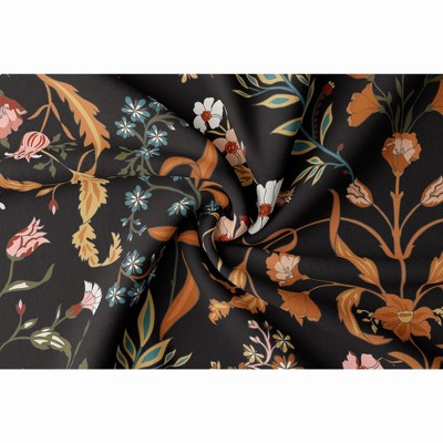 Boho Floral Black and Orange Twin Cotton Duvet Cover Set