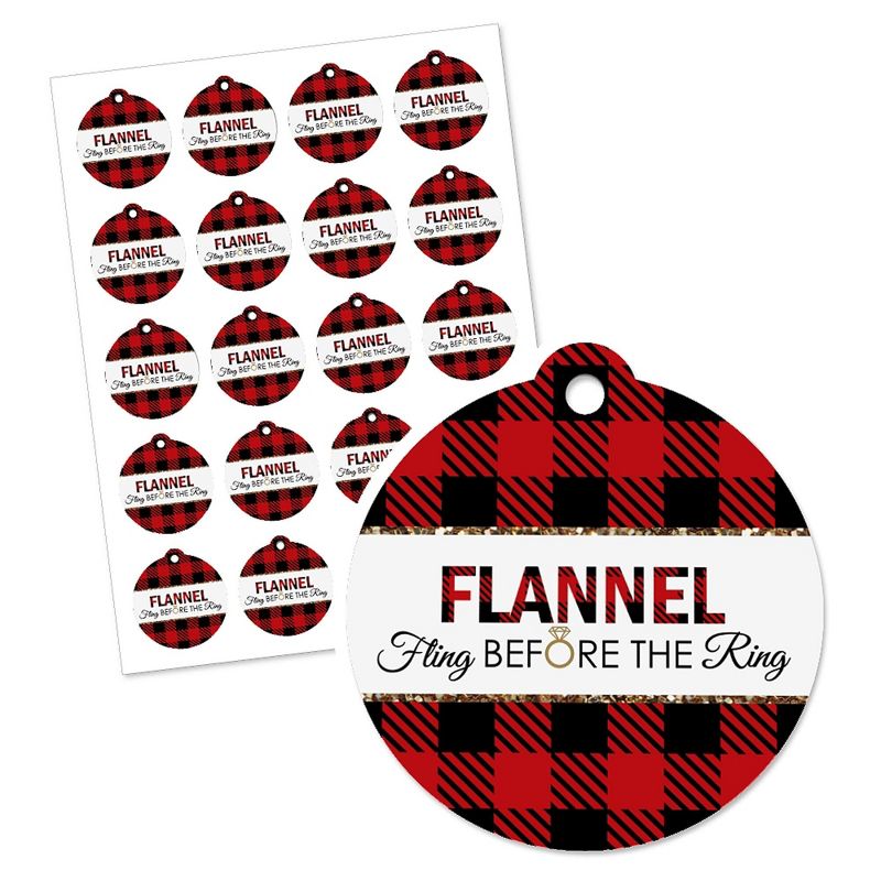 Big Dot of Happiness Flannel Fling Before the Ring - Buffalo Plaid Bachelorette Party Favor Gift Tags (Set of 20), 2 of 4