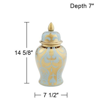 Whittier Gold and Sage Porcelain Ginger Jar with Lid