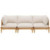 Scott Living Sacova Outdoor Acacia Wood 3-Seater Sofa, Teak Finish Frame with Beige Cushion - 3 of 4