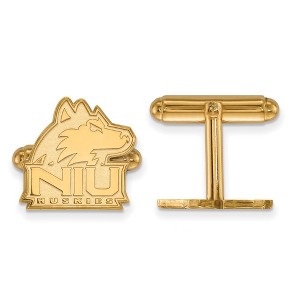 Black Bow Jewelry 14k Yellow Gold Plated Sterling Silver Northern Illinois Huskies NCAA Cuff Links - 1 of 3