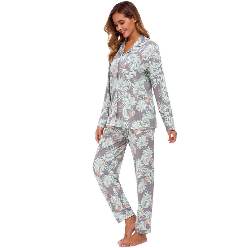 cheibear Womens Sleepwear Lounge Cute Print Nightwear with Pants Long Sleeve Pajama Set, 3 of 6