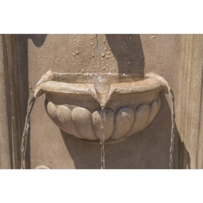 Royal Sandstone LED Outdoor Wall Fountain with Lion Head