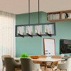 Dewdrop Modern Farmhouse Linear Chandelier, 8-Light Black and Gold Island Pendant with Clear Glass Shades - 4 of 4