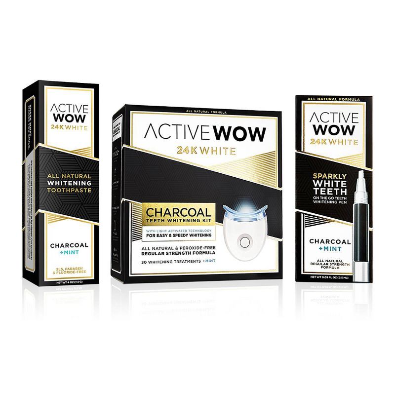 Active Wow Ultimate Bundle Charcoal Tooth Whitening System - 15oz/3pk, 1 of 8