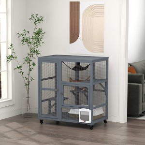 LOVMOR Indoor Cat Enclosure on Wheels - 1 of 4