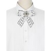 INSPIRE CHIC Women's Pre-Tied Neck Tie Tweed Ribbon Plaid Bowknot Brooch Pin with Rhinestones - 4 of 4