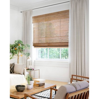 39" x 64" Beaver Brown Bamboo Cordless Roman Shade