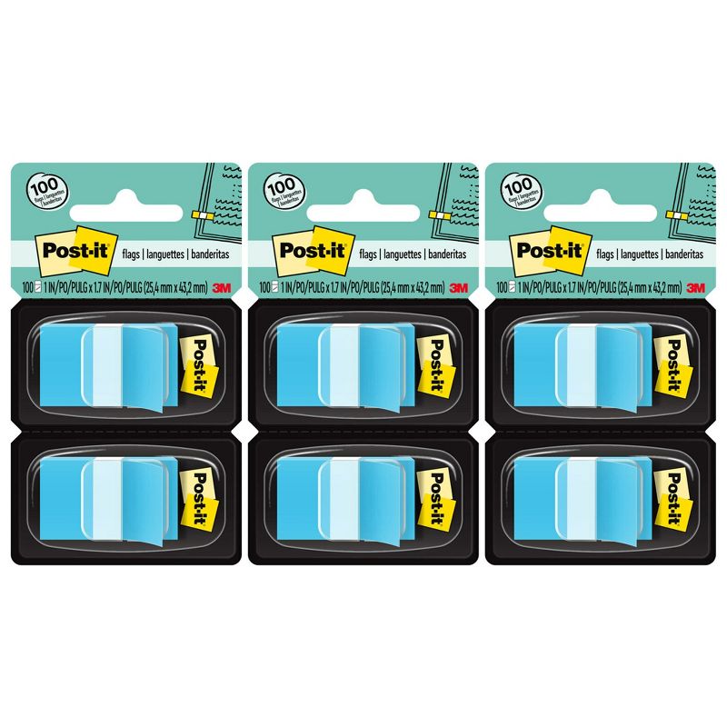 Post-it® Flags - Blue, 50/Dispenser, 2 Dispenser/Pack, 3 Packs, 1 of 4