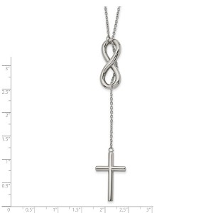Chisel Stainless Steel Polished Cross/Infinity Adjustable up to 25" Slipon Cable Chain Necklace - 1 of 3