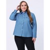 Agnes Orinda Women's Plus Size Work Stripe Long Sleeve Chambray Button Down Shirts - 3 of 4