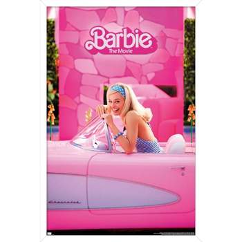 Trends International Mattel Barbie: The Movie - Barbie Car Framed Wall Poster Prints