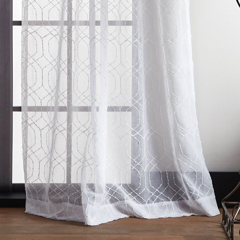 Set of 2 Hourglass Embroidery Poletop Sheer Curtain Panels - Martha Stewart, 3 of 6