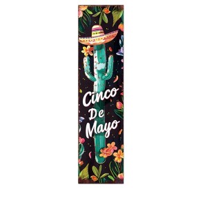 HomeRoots 36" Black And Green Solid Wood Cinco de Mayo Cactus Porch Sign - 1 of 4