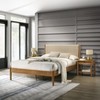 TiramisuBest Walnut 3-Piece Rubberwood Bedroom Set, Platform Bed with Two Nightstands, Queen - 2 of 4