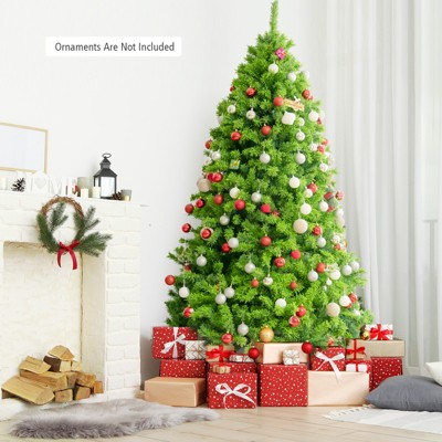 7.5' Green Pine Flocked Christmas Tree with Metal Stand