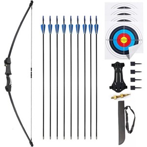 45" Youth Recurve Bow Set for Beginners, Includes 9 Arrows & 4 Targets, Outdoor Backyard Game Gift for Ages 8-16 - 1 of 4