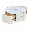 29.5" Modern Round Coffee Table with Storage Drawers and Hidden Casters, Sintered Stone Top Center Table for Living Room - Panipeachy - 4 of 4