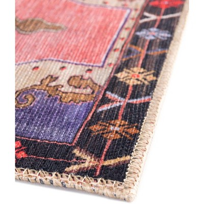 Pink and Brown Rectangular Chenille Easy Care Rug