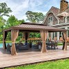 Erommy 14' x 20' Hardtop Gazebo, Wooden Finish Coated Aluminum Frame Canopy with Double Galvanized Steel Roof - 2 of 4