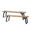 Set of 2 Zora Outside Wood Bench with Metal Frame and Legs-Christopher Knight Home - 2 of 4