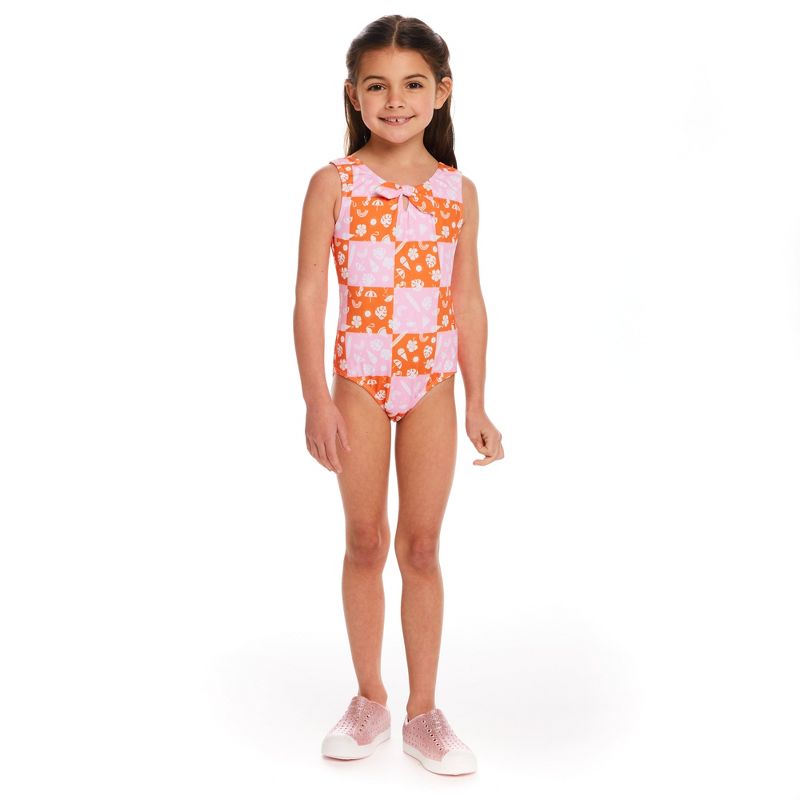 Andy & Evan  Toddler  Pink Checker Tie Detail Swimsuit, 4 of 6