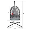Vynxaria Swing Egg Chair with Stand,Wicker Rattan Hanging Chair for Indoor Outdoor,C-Type Bracket, Cushion&Pillow Included,Brown - 4 of 4