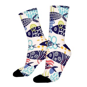 Cute Fish Women Printed Crew Socks Funny Funky Socks Soft Polyester Novelty Gifts for Artists Men - 1 of 1
