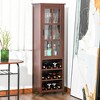 HOMCOM Tall Wine Cabinet, Bar Display Cupboard with 12-Bottle Wine Rack, Glass Door and 3 Storage Compartment for Living Room, Home Bar, Dining Room - 3 of 4