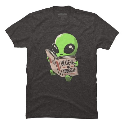 Men's Design By Humans Believe in Yourself Funny Book Alien By EduEly T-Shirt