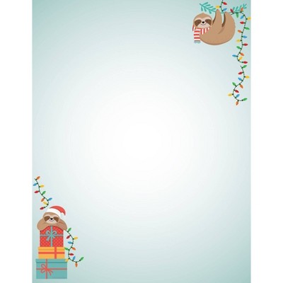 80ct Sloth Holiday Letterhead