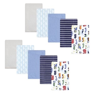 Hudson Baby Infant Boy Cotton Flannel Burp Cloths, Colorful Transportation, One Size - 1 of 4