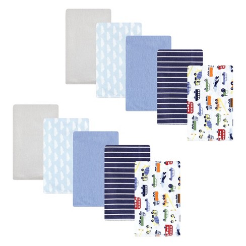 Hudson Baby Infant Boy Cotton Flannel Burp Cloths, Colorful Transportation, One Size - image 1 of 4