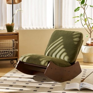 CAVINAS Corduroy Glider Rocking Chair with Solid Wood Frame & Retro Striped Upholstery, Plush Cushion Accent Chair for Bedroom, Living Room - 1 of 4