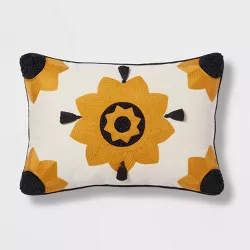 Embroidered Sun Lumbar Throw Pillow Cream/Gold - Opalhouse™ designed with Jungalow™
