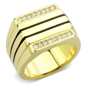 Slickblue Gold Ion Plating Men’s Ring, Stainless Steel with Clear Crystal Accent, Bold Fashion Ring, Sizes 9-13 - 1 of 4