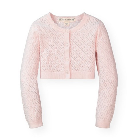 Hope u0026 Henry Girls' Cropped Pointelle Cardigan (light Pink Pointelle, 12-18  Months) : Target