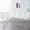 DOMETOUR Modern Faux Leather Dining Chairs Set of 6, Upholstered Metal Legs, for Kitchen, Living, Bedroom, White PU - 2 of 4