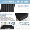 QingMoon 114" U-Shaped Sectional Sofa, Deep Seat Sleeper Couch, 4-Seat Velvet Upholstery Sofa, with Double Chaise for Apartment, Living Room - 4 of 4