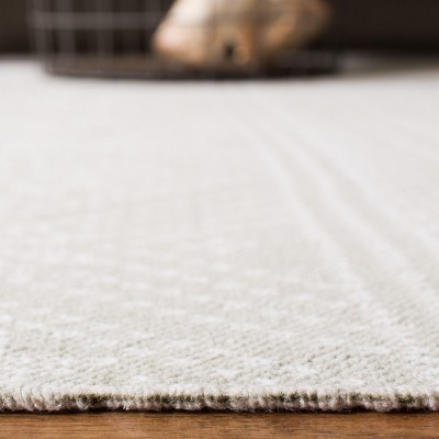 Silver Ivory Floral Handwoven Cotton Area Rug 3' x 5'