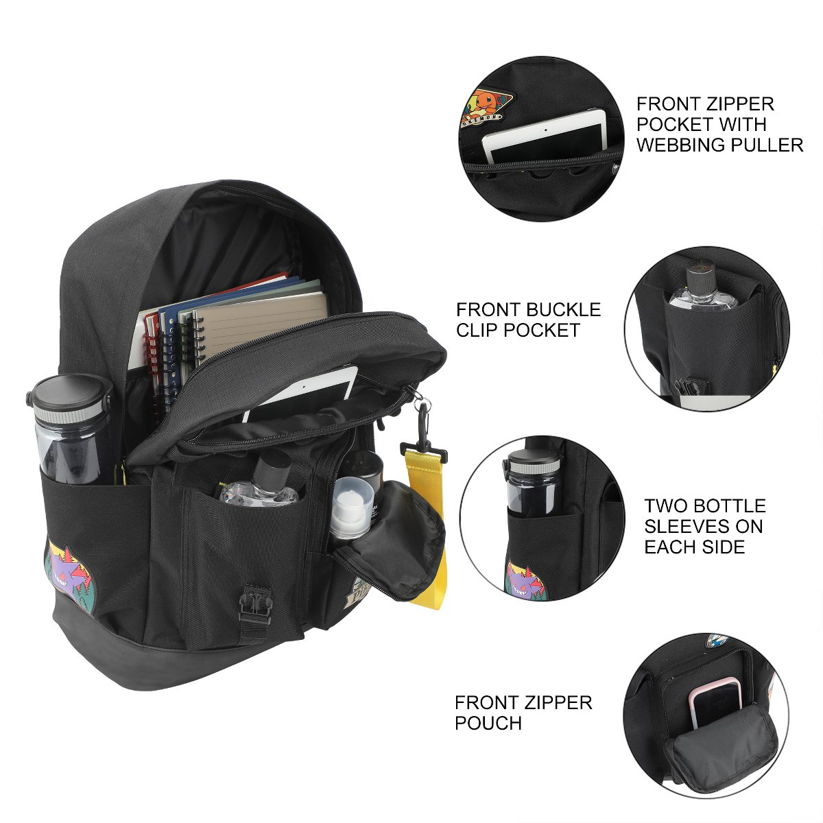 Рюкзаки Pokemon Pokémon Character Patches 19" Black Backpack — фото 3